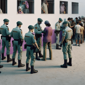 DALL-e Un equipo de la Guardia Civil investiga el origen de unos uniformes de su instituto armado que vestían cuatro inmigrantes llegados a Ceuta. Descubre todos los detalles de esta sorprendente noticia.Guardia Civil, investiga, uso, uniformes, Ceuta, inmigrantes