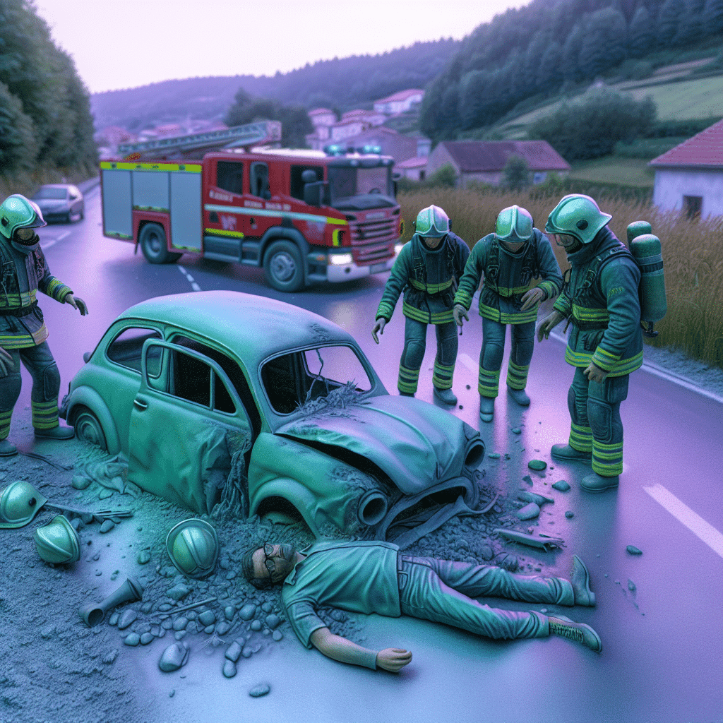 DALL-e Un hombre ha perdido la vida tras sufrir un accidente de tráfico en Cangas de Onís, localidad asturiana. Los bomberos tuvieron que intervenir para sacar a la víctima del coche siniestrado.Muere hombre, choque, Cangas de Onís, Bomberos intervenían