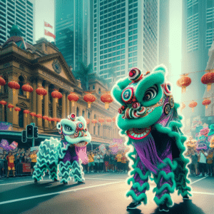 Un vibrante equipo de danza del león en Sydney celebra el Año Nuevo chino y sorprende con su actuación llena de tradición y buenos deseos. #AñoNuevoChino #DanzaDelLeón #Sydney