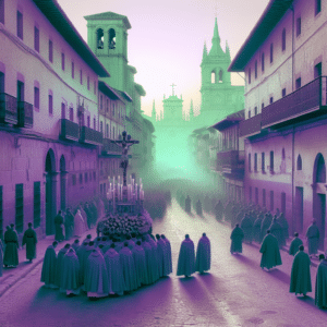 Tradición de Semana Santa en León: procesiones, actos penitenciales y perdón a un preso por Jesús el Rico. Preocupación por lluvia durante las celebraciones religiosas en las calles.