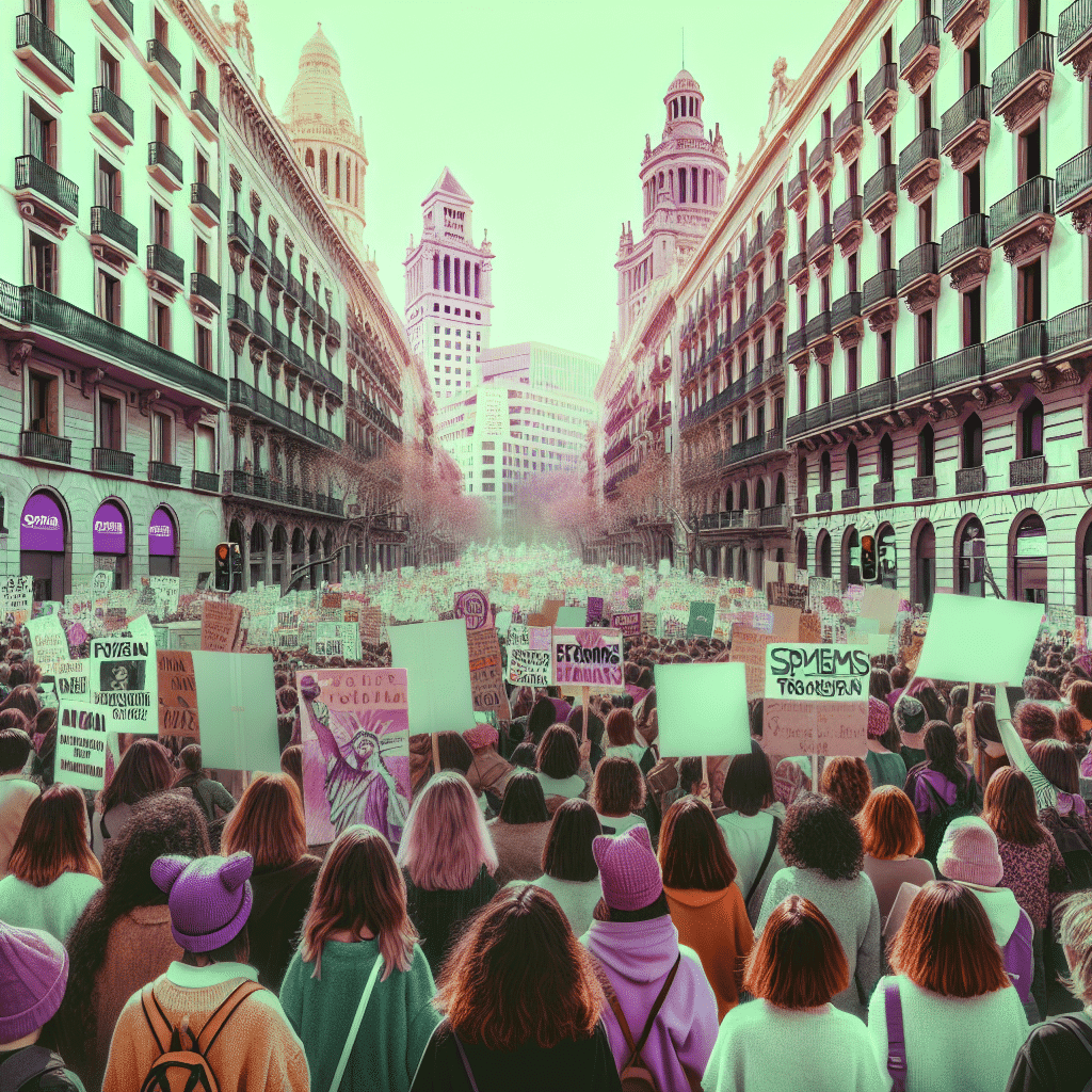 Protestas en Barcelona por el Día de las Mujeres. Manifestación convocada bajo lema feminista. ¡Por la igualdad de género!