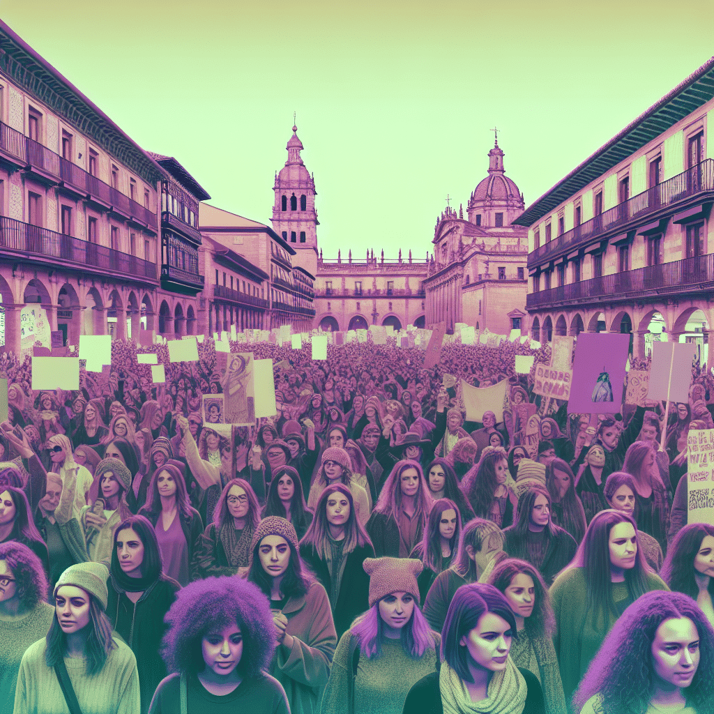 El Movimiento Feminista de Salamanca marchará desde la Plaza de la Concordia hacia la Plaza Mayor. Partido Socialista respalda. ¿La lluvia afectará la concentración?