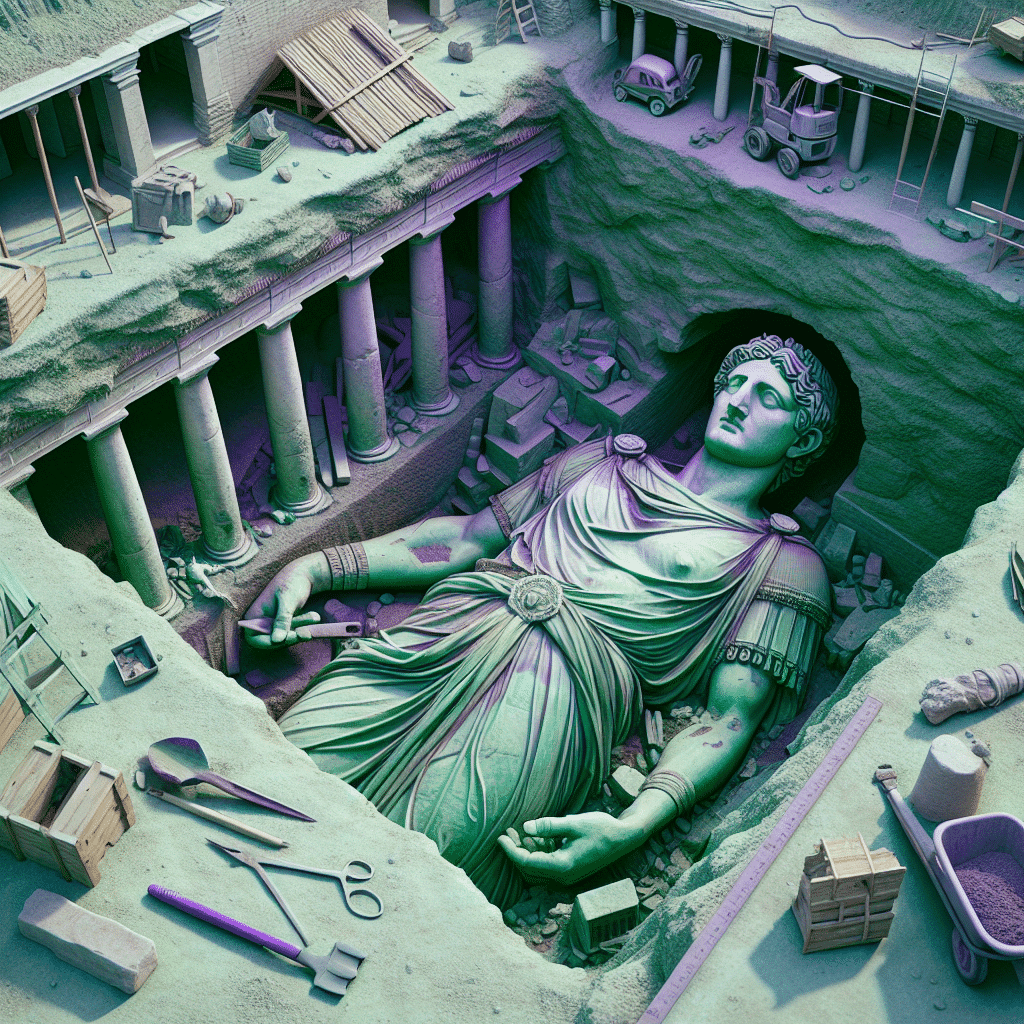 Emocionante hallazgo de estatua romana durante renovación de sitio de construcción en [lugar], causando interrupción en las obras. ¡1.800 años de historia desenterrados!