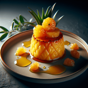 Como hacer Receta de Piña Caramelizada con Glaseado de Miel-Naranja.