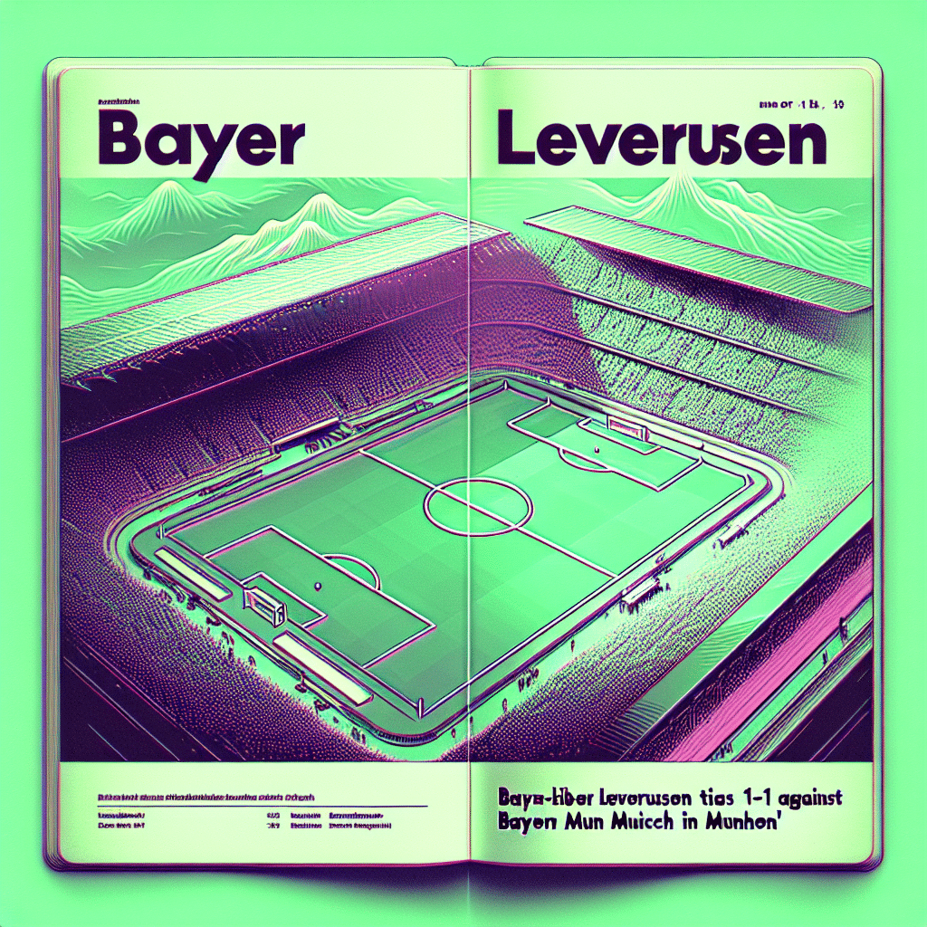 Empate 1-1 entre Bayer Leverkusen y Bayern Múnich en el Allianz Arena. Defensiva sólida del Leverkusen bajo Xabi Alonso resulta en un valioso punto visitante.
