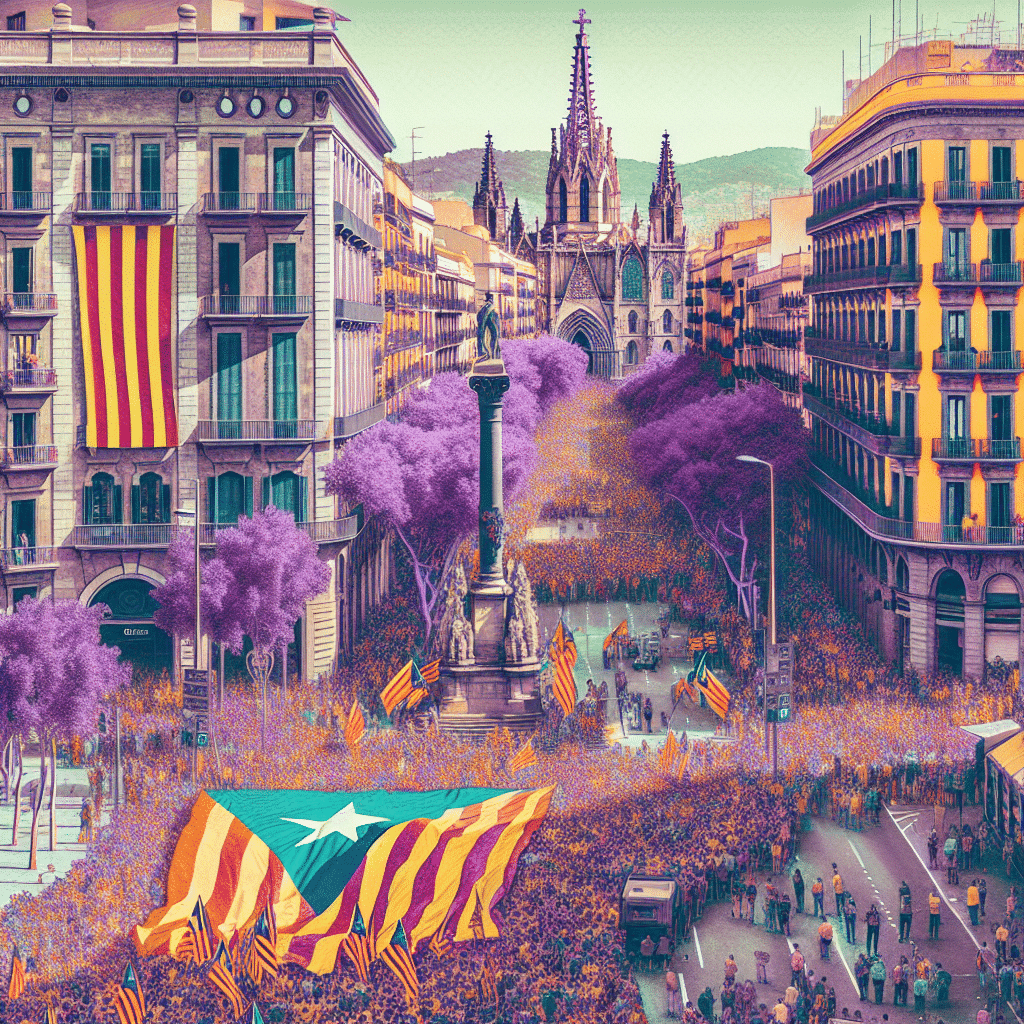 La Diada de Catalunya en Barcelona: fiesta marcada por la lucha independentista catalana cada 11 de septiembre. Catalans reclaman autonomía.