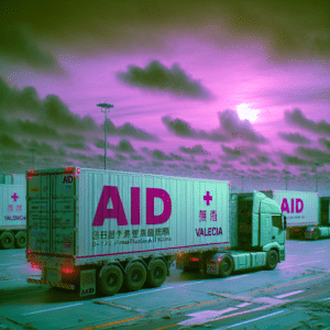 Diez camiones humanitarios desde Badalona hacia Valencia, liderados por la comunidad empresarial china, subrayan la solidaridad y cooperación frente a la devastación de la tormenta Dana.